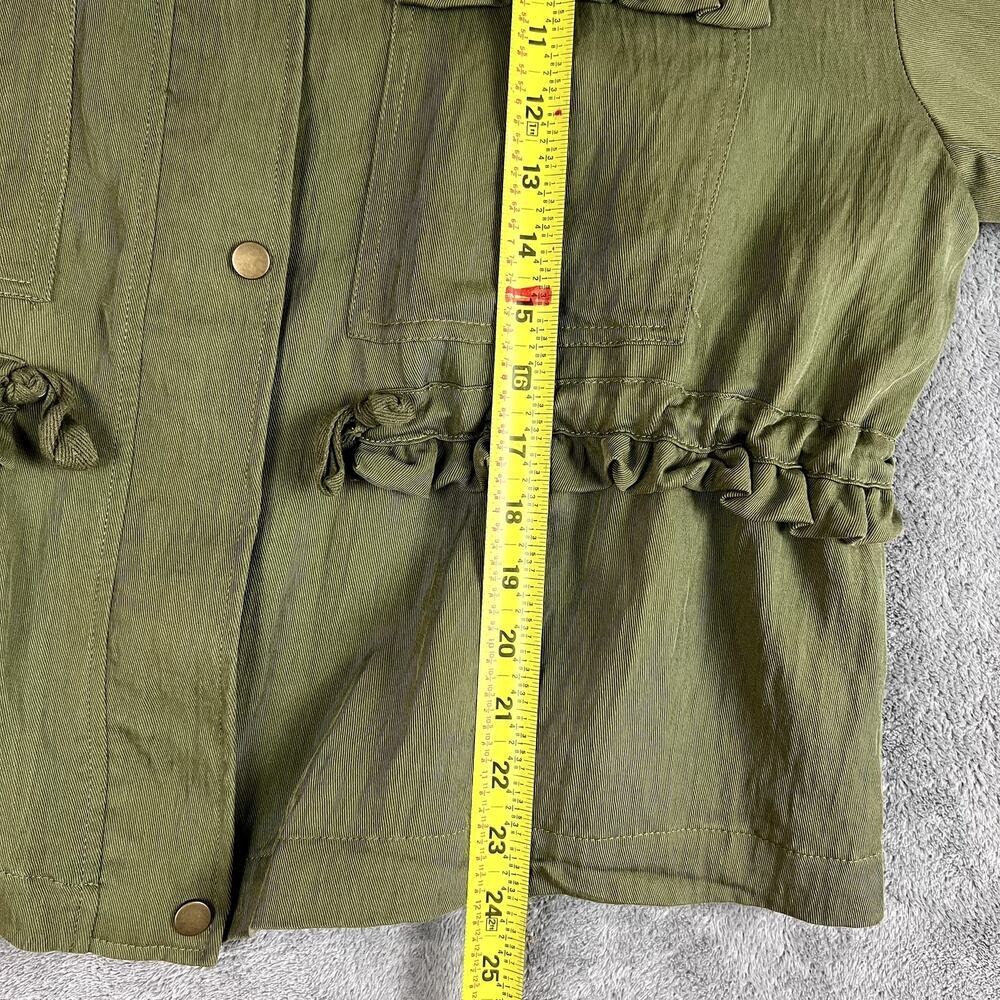 Anthropologie Oversized Utility Jacket Womens M Green Ruffled Boho Lagenlook - Picture 9 of 9